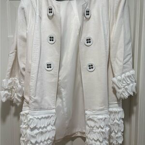 Elegant White Ruffle Coat